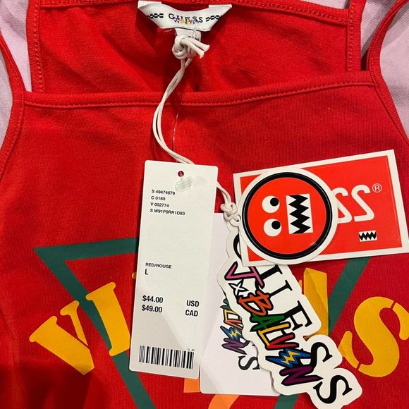 Guess x J Balvin, Urban Outfitters: Red "Vibras" Tank Top - Picture 2 of 2